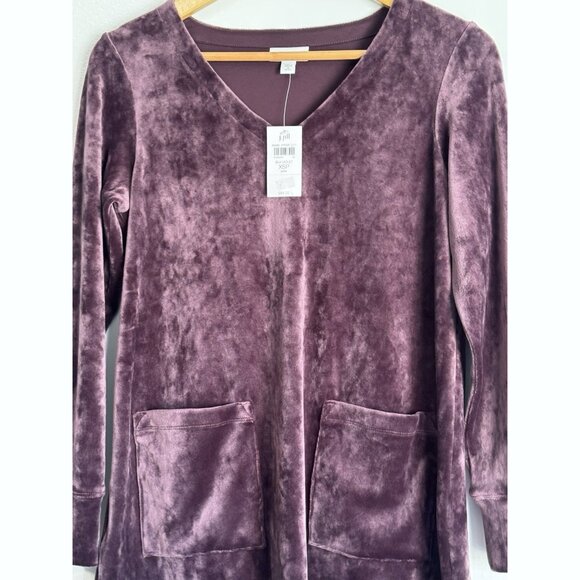 J. Jill Pure Jill Women Velvet Tunic Dress Size XSP Purple Pockets Quiet Luxury - Picture 3 of 11